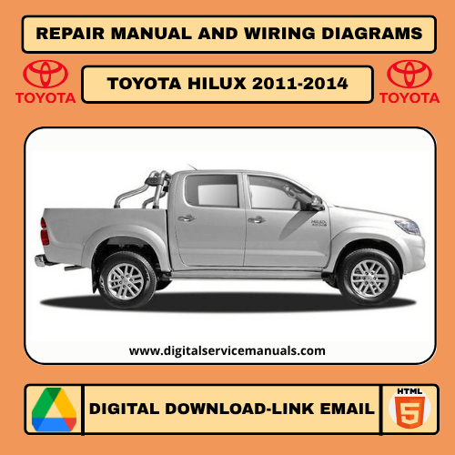 Cover of a repair manual for the Toyota Hilux pickup truck, specifically covering the 2011-2014 model years.