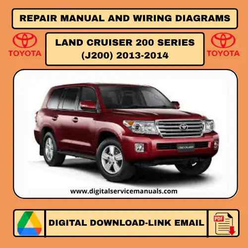 Toyota Land Cruiser Station Wagon J200 (2013-2014) Interactive Digital Garage: Your All-in-One Service & Repair Hub for comprehensive workshop manual and repair manual needs. This essential digital platform covers all service procedures and troubleshooting guides for 2013 and 2014 models, making it the perfect tool for any professional or DIY workshop.