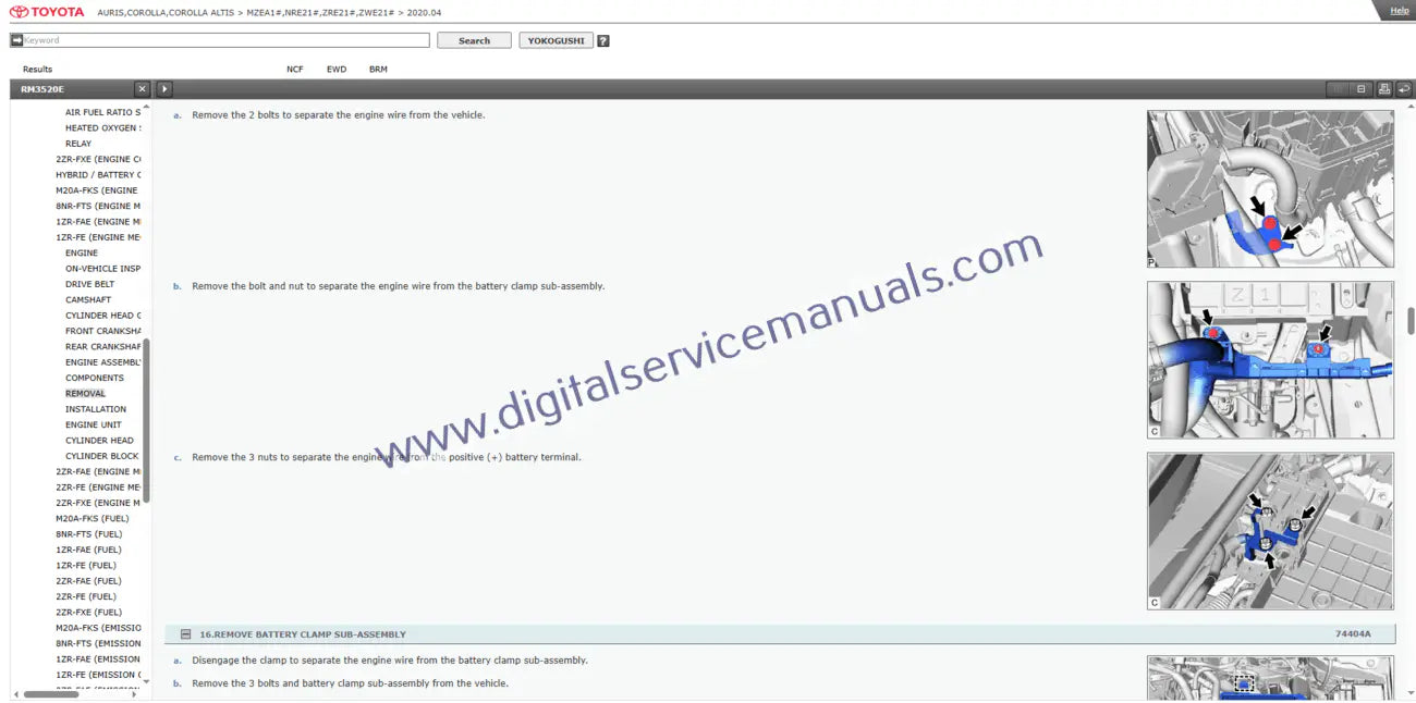 Access our comprehensive Toyota Corolla / Auris / Corolla Altis (2018-2022) interactive workshop manual. This dynamic repair manual and service manual provides detailed digital insights for your vehicle's maintenance.