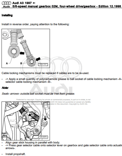 Access the Audi A3 (8L) 1997-2003 transmission service manual, your essential guide for workshop and repair of Audi A3 (8L) transmission systems.