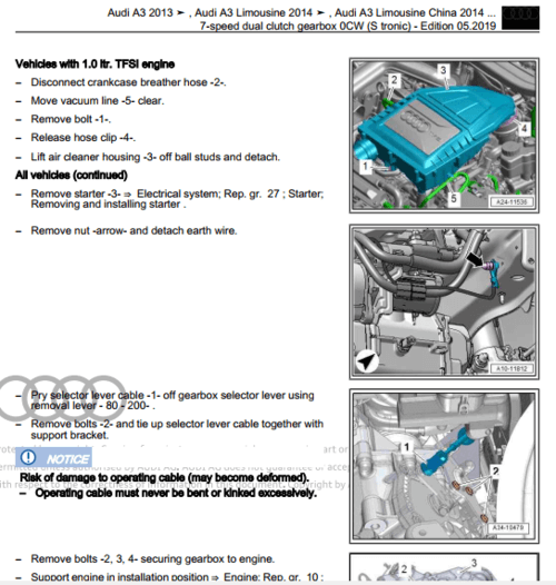 Access the Audi A3 2013-2020 transmission service manual, your essential guide for workshop and repair of Audi A3 transmission systems