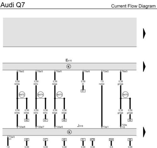 Find detailed electrical diagrams in our Audi Q7 (First Gen: 2007-2015) repair manual, essential for service and diagnosis in your Audi Q7 (First Gen) workshop.