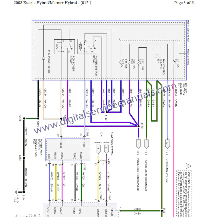 Find detailed electrical diagrams in our Ford Escape Hybrid & Mercury Mariner Hybrid (2008-2011) repair manual PDF. Crucial for service and precise troubleshooting in your workshop.
