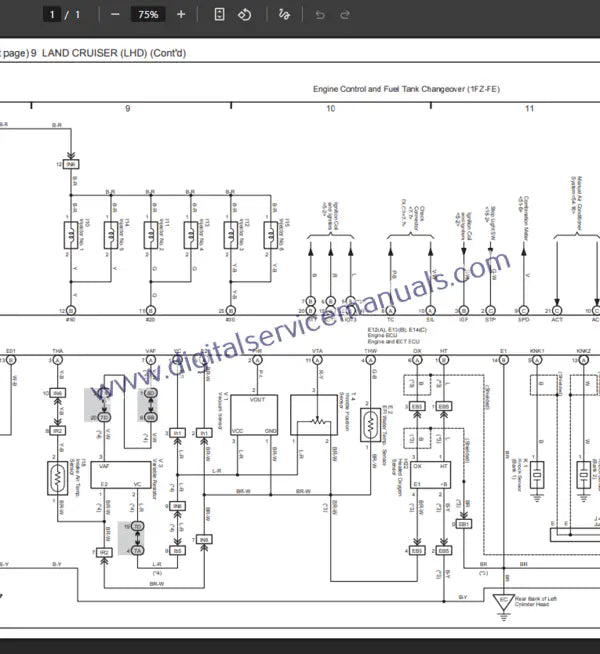 Navigate complex electrical systems with ease using the interactive wiring diagrams from our Toyota Land Cruiser J100 (1998-2007) service manual. Essential for accurate electrical troubleshooting and repair in your workshop