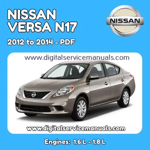 Nissan Versa N17 (2012-2014) Workshop & Wiring Diagram PDF Download: The complete repair manual and service manual for all models from 2012 to 2014. Your indispensable resource for all workshop procedures, including full wiring diagrams.