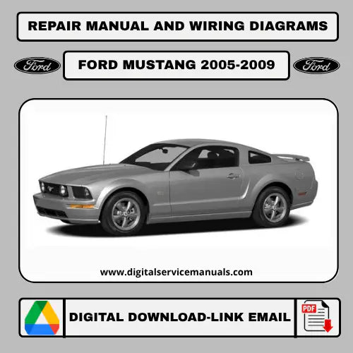 Ford Mustang (2005-2009) workshop manual PDF: A complete repair manual and service manual for all Ford Mustang models from 2005, 2006, 2007, 2008, and 2009. Your indispensable workshop and maintenance resource in PDF format.