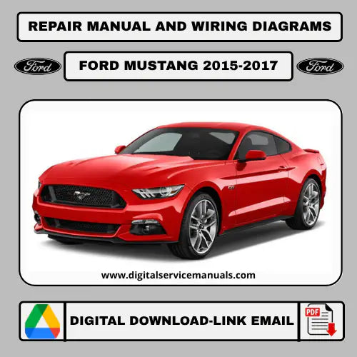 Ford Mustang (2015-2017) workshop manual PDF: A complete repair manual and service manual for all Ford Mustang models from 2015, 2016, and 2017. Your indispensable workshop and maintenance resource in PDF format.