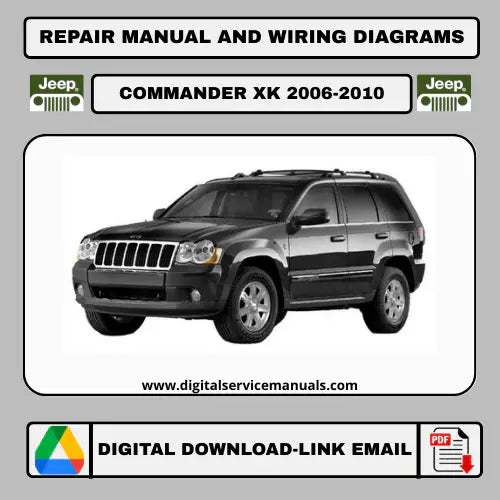 Jeep Commander XK (2006-2010) workshop manual PDF download: A complete repair manual and service manual for all Jeep Commander XK models from 2006, 2007, 2008, 2009, and 2010. Your indispensable workshop and maintenance resource, ready to download