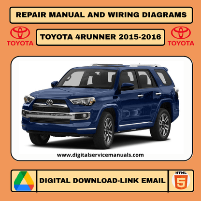 Cover of a repair manual for the N210 series Toyota 4Runner, specifically for the 2015-2016 model years.