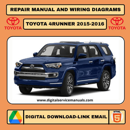 Cover of a repair manual for the N210 series Toyota 4Runner, specifically for the 2015-2016 model years.