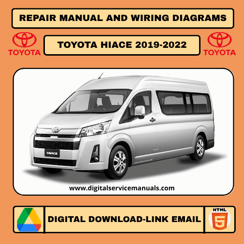 Cover of a repair manual for the Toyota Hiace van or minivan, specifically covering the 2019-2022 model years.