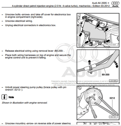 Explore our Audi A6 (2005-2011) repair manual for workshop engine service, including detailed guides for your Audi A6 engine maintenance.
