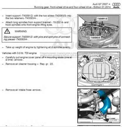 Download our complete Audi Q7 (First Gen: 2007-2015) workshop manual with a repair manual and service manual for your Audi Q7 vehicle.
