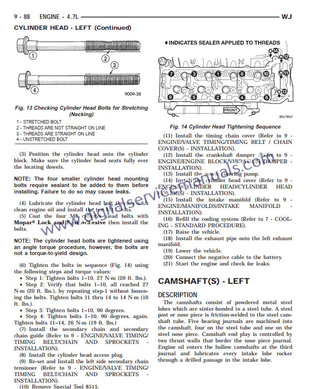 Access the Jeep Grand Cherokee WJ WG (1999-2004) Official Factory Service Manual PDF for detailed engine service and repair. Essential guides for your workshop, covering all engine types for 1999-2004 models.