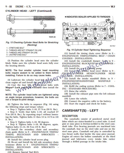 Access the Jeep Grand Cherokee WJ WG (1999-2004) Official Factory Service Manual PDF for detailed engine service and repair. Essential guides for your workshop, covering all engine types for 1999-2004 models.