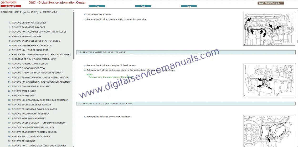 Explore the interactive auto repair guide for Toyota Land Cruiser / Land Cruiser Prado J150 (2013-2014) engine and powertrain service. Get dynamic views and in-depth guides for precise workshop maintenance and repair procedures.