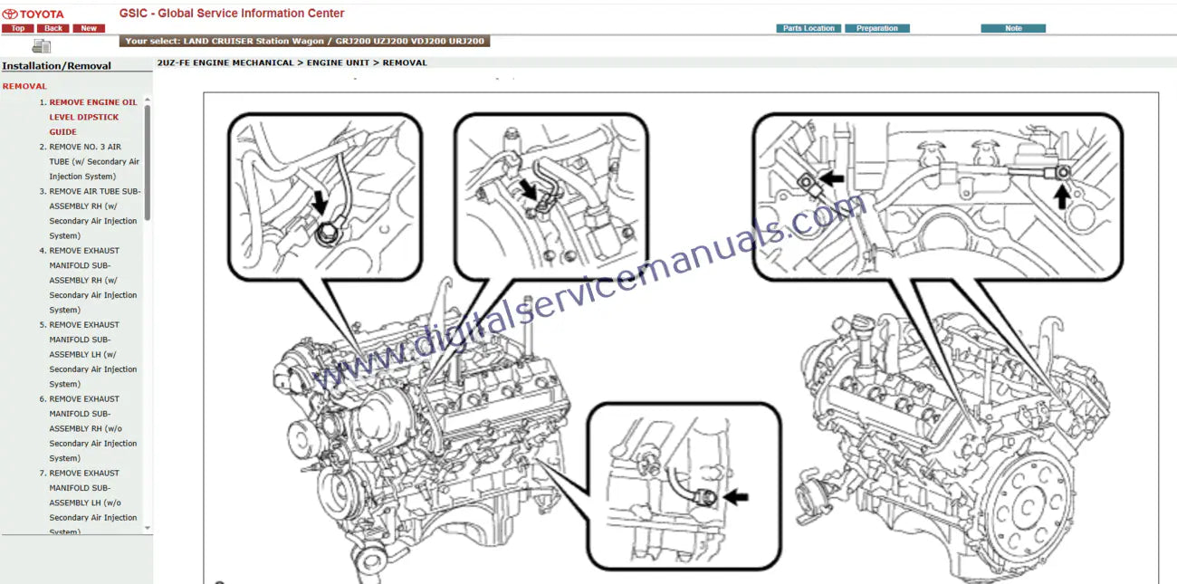 Access our Toyota Land Cruiser Station Wagon J200 (2007-2010) interactive maintenance & electrical troubleshooting manual. This comprehensive service manual and repair manual provides dynamic solutions for your vehicle's upkeep.