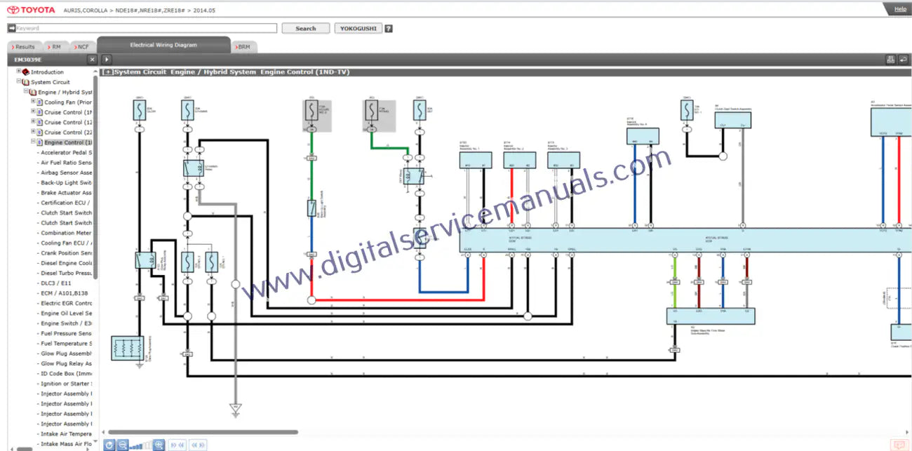 Navigate interactive electrical diagrams within our Toyota Corolla (2013) repair manual. Essential for service and detailed troubleshooting in your workshop.