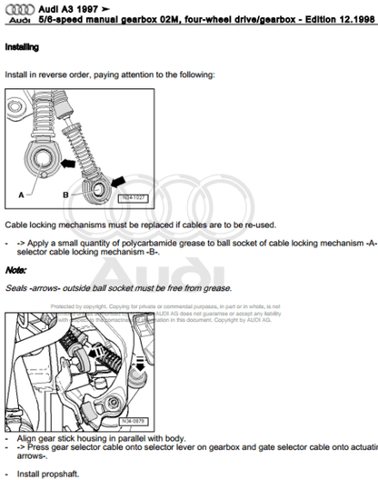 Access the Audi A3 (8L) 1997-2003 transmission service manual, your essential guide for workshop and repair of Audi A3 (8L) transmission systems.
