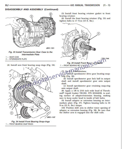 Get the Jeep Cherokee XJ (1996-2001) transmission service manual PDF. Your vital guide for workshop diagnosis and repair of Jeep Cherokee XJ transmission systems.