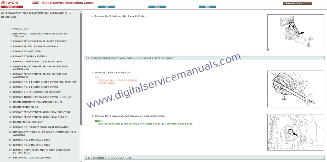 Rapidly find information in the Toyota Land Cruiser Station Wagon J200 (2014-2015) Interactive Quick Repair Guide. This digital workshop resource enhances efficiency for all your repair and service needs.