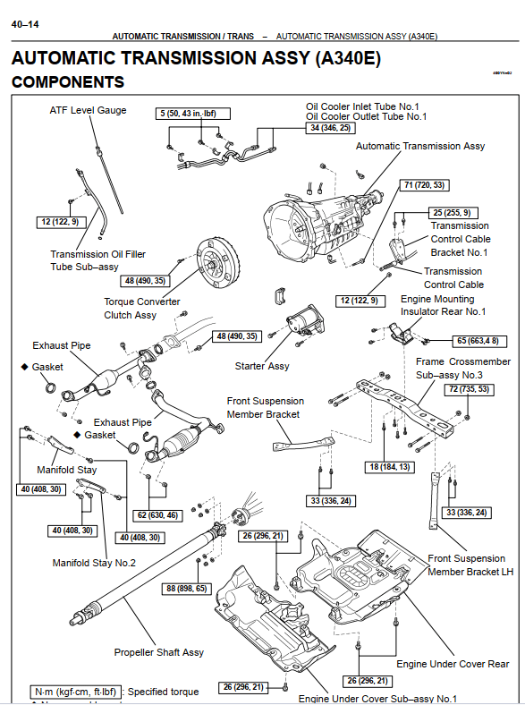 Detailed view of a transmission repair or maintenance on a 2003-2005 Toyota 4Runner