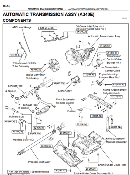 Detailed view of a transmission repair or maintenance on a 2003-2005 Toyota 4Runner