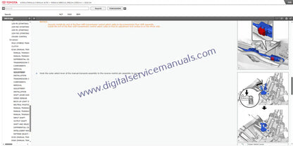 Utilize the interactive service manual for Toyota Corolla / Auris / Corolla Altis (2018-2022) transmission repair. Your essential dynamic guide for workshop diagnosis and maintenance of all driveline systems.