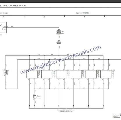 Navigate complex electrical systems with ease using the interactive electrical diagrams from our Toyota Land Cruiser Prado J120 (2002-2009) service manual. Essential for accurate troubleshooting and repair in your workshop.