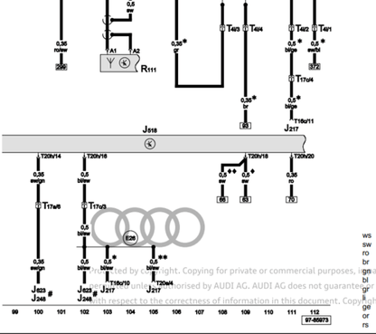 Find detailed electrical diagrams in our Audi A6 (2005-2011) repair manual, essential for service and diagnosis in your Audi A6 workshop.