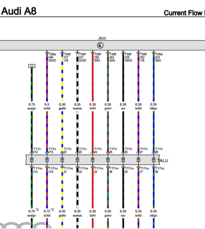 Find detailed electrical diagrams in our Audi A8 (2018-2020) repair manual, essential for service and diagnosis in your Audi A8 workshop.