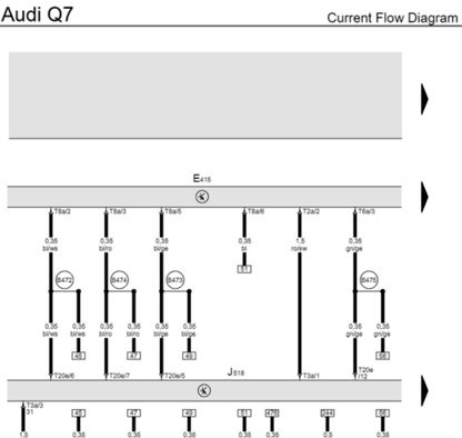 Find detailed electrical diagrams in our Audi Q7 (First Gen: 2007-2015) repair manual, essential for service and diagnosis in your Audi Q7 (First Gen) workshop.