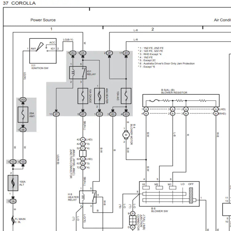 Navigate interactive electrical diagrams within our Toyota Corolla (2002-2007) repair manual. Essential for service and detailed diagnosis in your workshop.