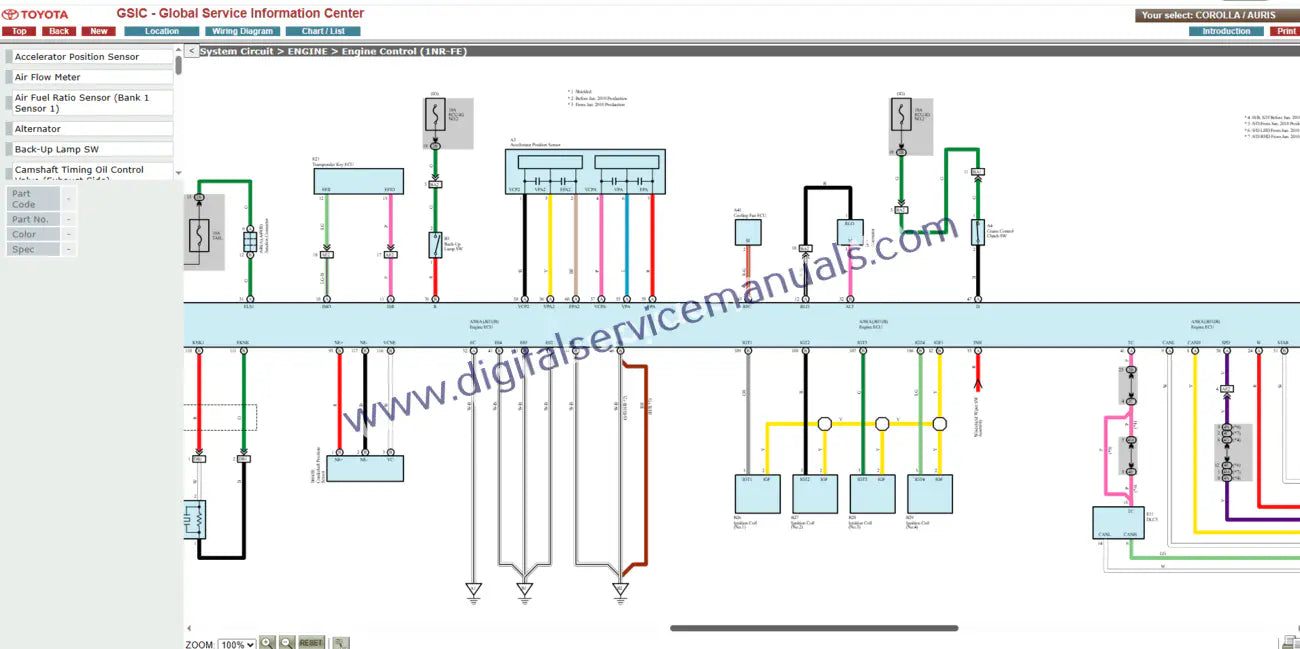 Explore detailed engine and transmission sections in the Toyota Corolla / Auris (2011) interactive repair manual. This service manual offers step-by-step guidance for thorough workshop maintenance.