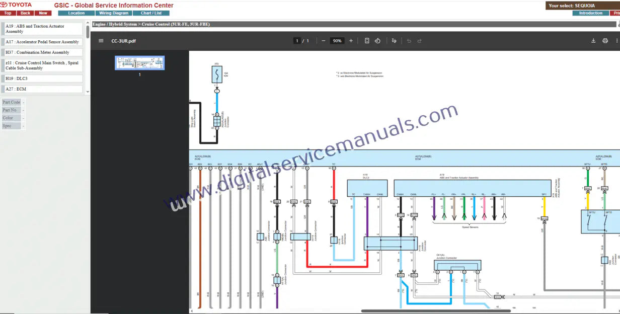 Navigate complex electrical systems with ease using our Toyota Sequoia (2009-2017) digital repair manuals. Essential for accurate electrical troubleshooting and service in your workshop, covering 2009-2017 models.