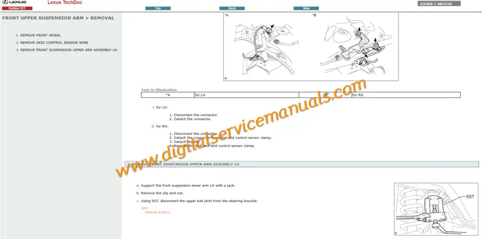 Lexus GX460 URJ150 2009-2013 manual for digital service including KDSS suspension, brakes, and chassis repair data.