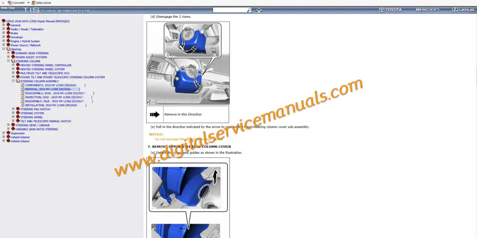 Lexus LC500 2018-2023 manual for digital service detailing active rear steering, adaptive suspension, and carbon fiber body repair.