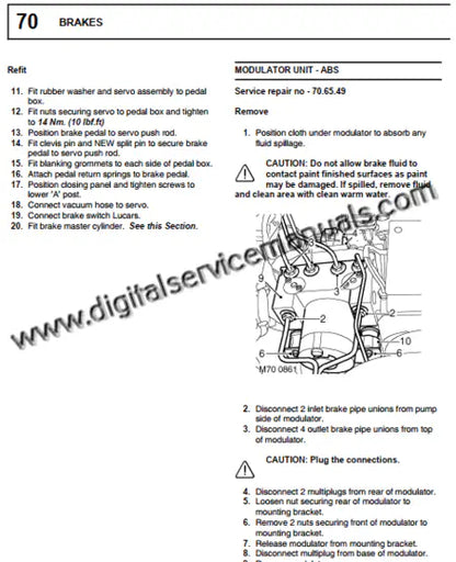 Digital chassis and brake system service manual for Defender Td5.