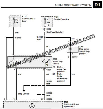 Detailed 1994-1998 digital electrical wiring diagrams showing ECU pinouts and harness routing for Discovery 1.