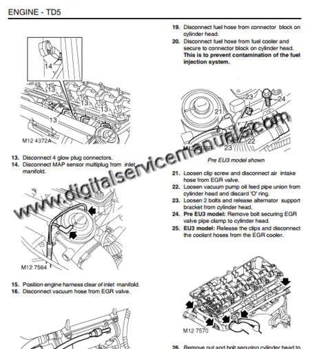 Digital engine repair guide for 1999-2004 Land Rover Discovery 2 Td5 and V8 engines service manual.