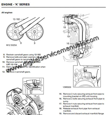 Engine repair guide for 1997-2001 Land Rover Freelander 1 including 1.8L petrol and 2.0L diesel digital service manual specifications.