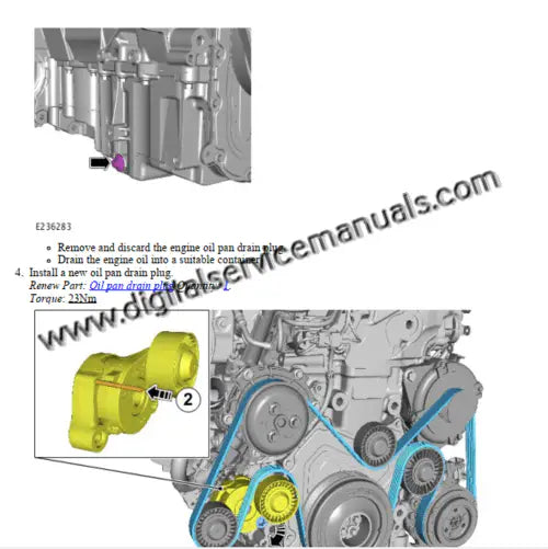 Engine repair guide for 2019-2023 Range Rover Evoque L551 including MHEV and PHEV digital service manual specifications.