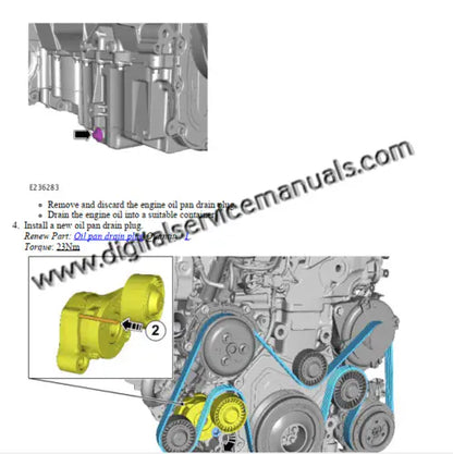 Engine repair guide for 2019-2023 Range Rover Evoque L551 including MHEV and PHEV digital service manual specifications.