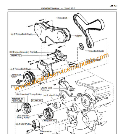 Detailed engine maintenance guide for 1997-1999 Lexus ES300 including 3.0L 1MZ-FE V6 factory digital service manual specifications.