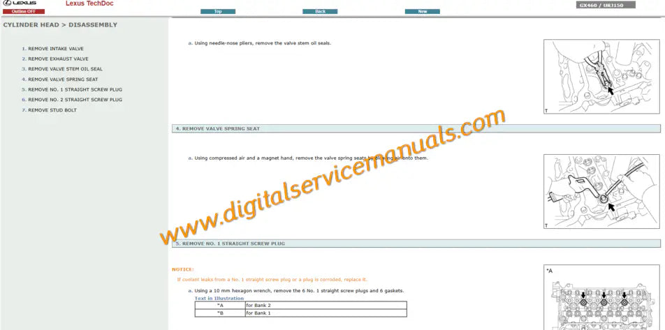 Engine repair guide for 2009-2013 Lexus GX460 URJ150 including 1UR-FE V8 digital service manual specifications.