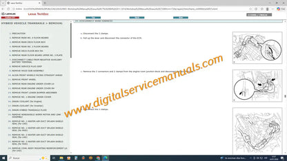 Hybrid transaxle and CVT service diagrams for Lexus CT200h 2011-2014 digital repair manual.