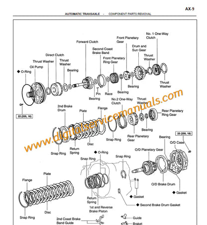 A541E automatic transmission and drivetrain internal component diagrams for Lexus ES300 1997-1999 digital repair manual.