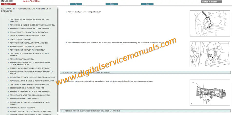 A760F automatic transmission and 4WD system service diagrams for Lexus GX460 2009-2013 digital repair manual.