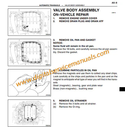 U140E and U140F 4-speed automatic transmission technical schematics for Lexus RX300 1998-2003 digital repair manual.