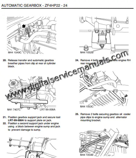 Digital transmission service diagrams for 1999-2004 Discovery 2 manual R380 and ZF automatic gearboxes.